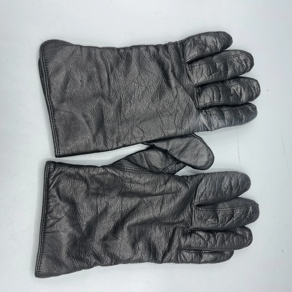 Vintage Coach Full Finger Driving Gloves Womens Black Leather with Soft Lining